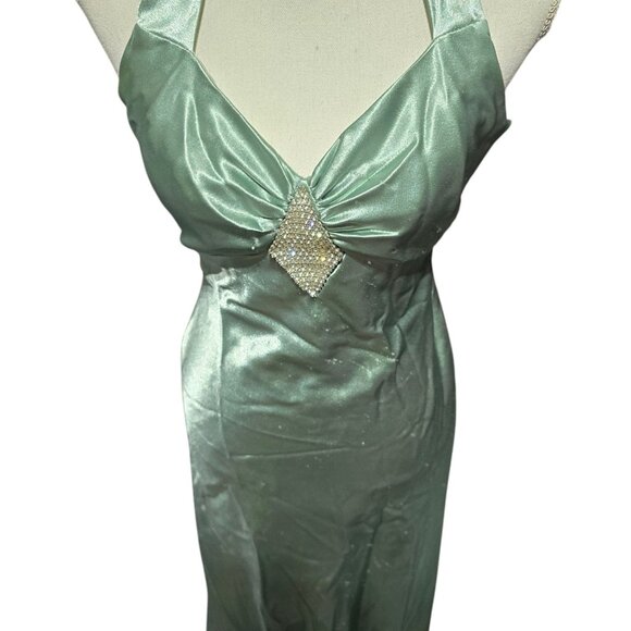 Vtg Gunne Sax Halter Satin Formal Gown Womens Size 3/4 Jessica McClintock - Picture 3 of 16